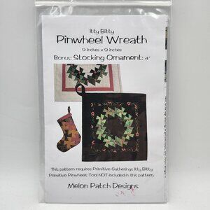 Mellon Patch Designs Itty Bitty Pinwheel Wreath Quilt Pattern 9in X 9in Stocking